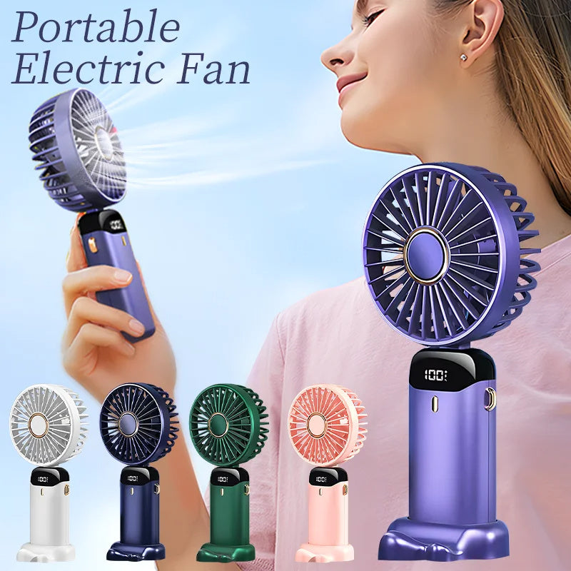 Usb Ventilateur portatif Mini Portable Étudiant Petit Ventilateur Affichage Numérique Pliage Aromathérapie Petit Ventilateur Électrique