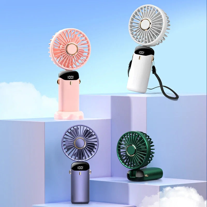 Usb Ventilateur portatif Mini Portable Étudiant Petit Ventilateur Affichage Numérique Pliage Aromathérapie Petit Ventilateur Électrique