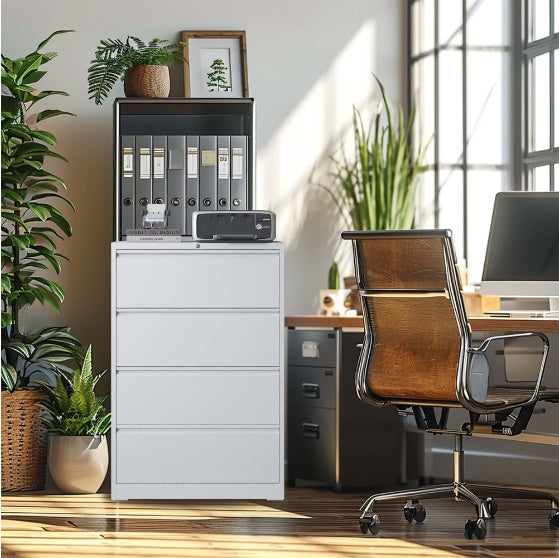 Horizontal Metal Filing Cabinet 4 Drawers