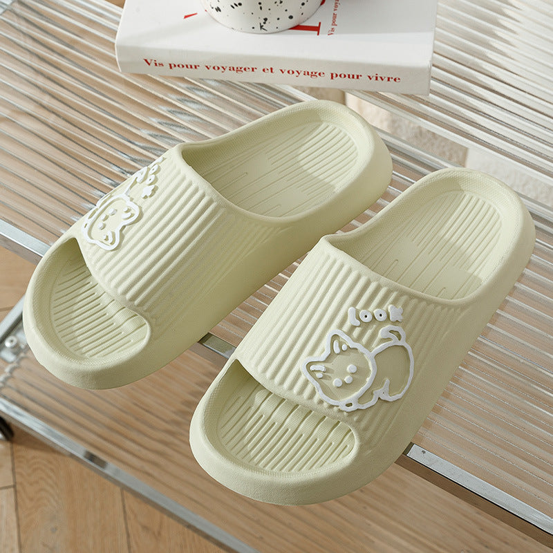 Mignon chat pantoufles été femmes maison chaussures bain plate-forme épaisse anti-dérapant diapositives intérieur extérieur